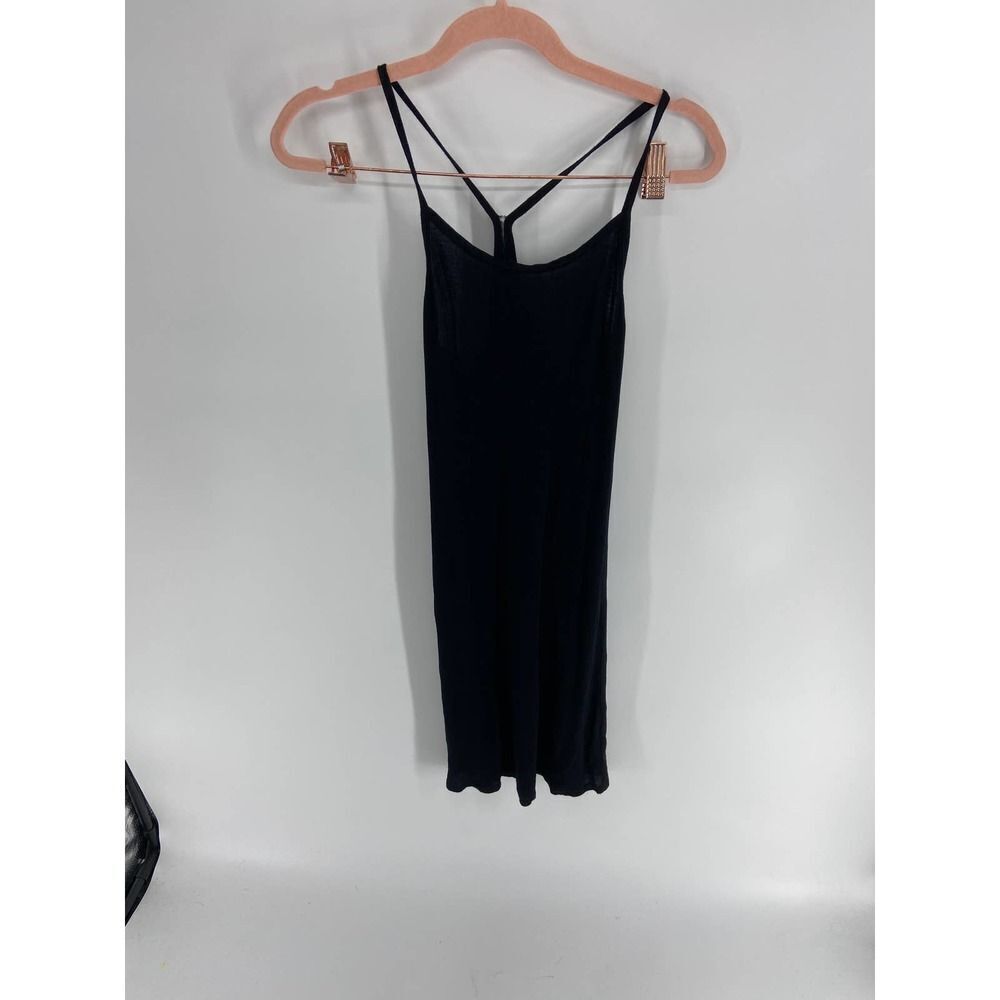 LAMade black y back ribbed scoop neck slip dress NWT womens small